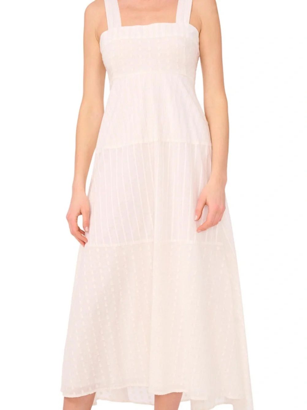 Vince Camuto White Square-Neck Printed Smocked-Back Maxi Dress - Picture 2 of 6